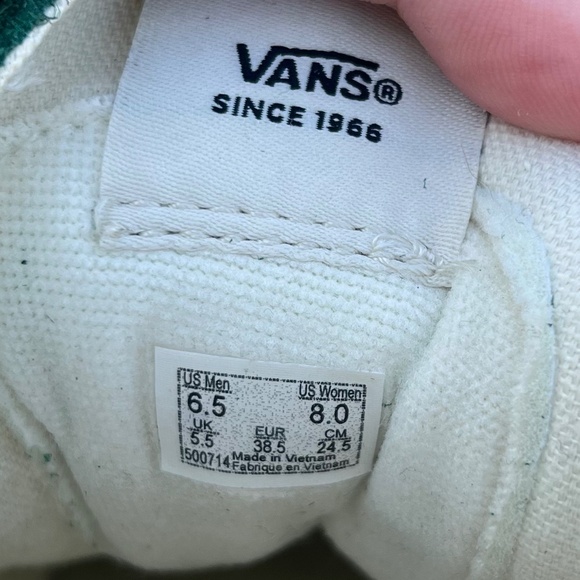 Vans High Tops Mens 6.5 Women's 8.0 US Sizes Dark Green Off White NWOT - Picture 2 of 8